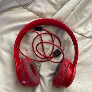 Authentic, heavily used red Beats by Dre